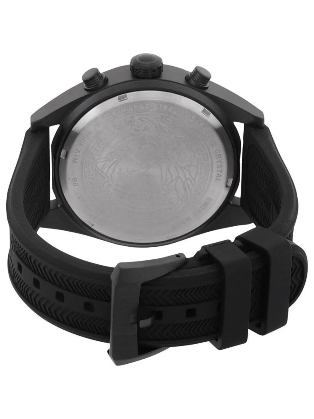 NWT Versace V-Chrono Quartz Black Dial Men's Watch